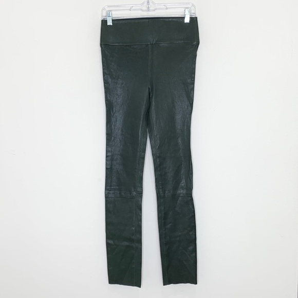 SPRWMN Leather Ankle Leggings (Sz M) 100% Lambskin High Rise Emerald Green - Picture 3 of 16